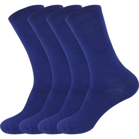 Men's M/L Rayon from Bamboo Fiber Dress Casual Socks - Blue - 4prs, Size 6-10
