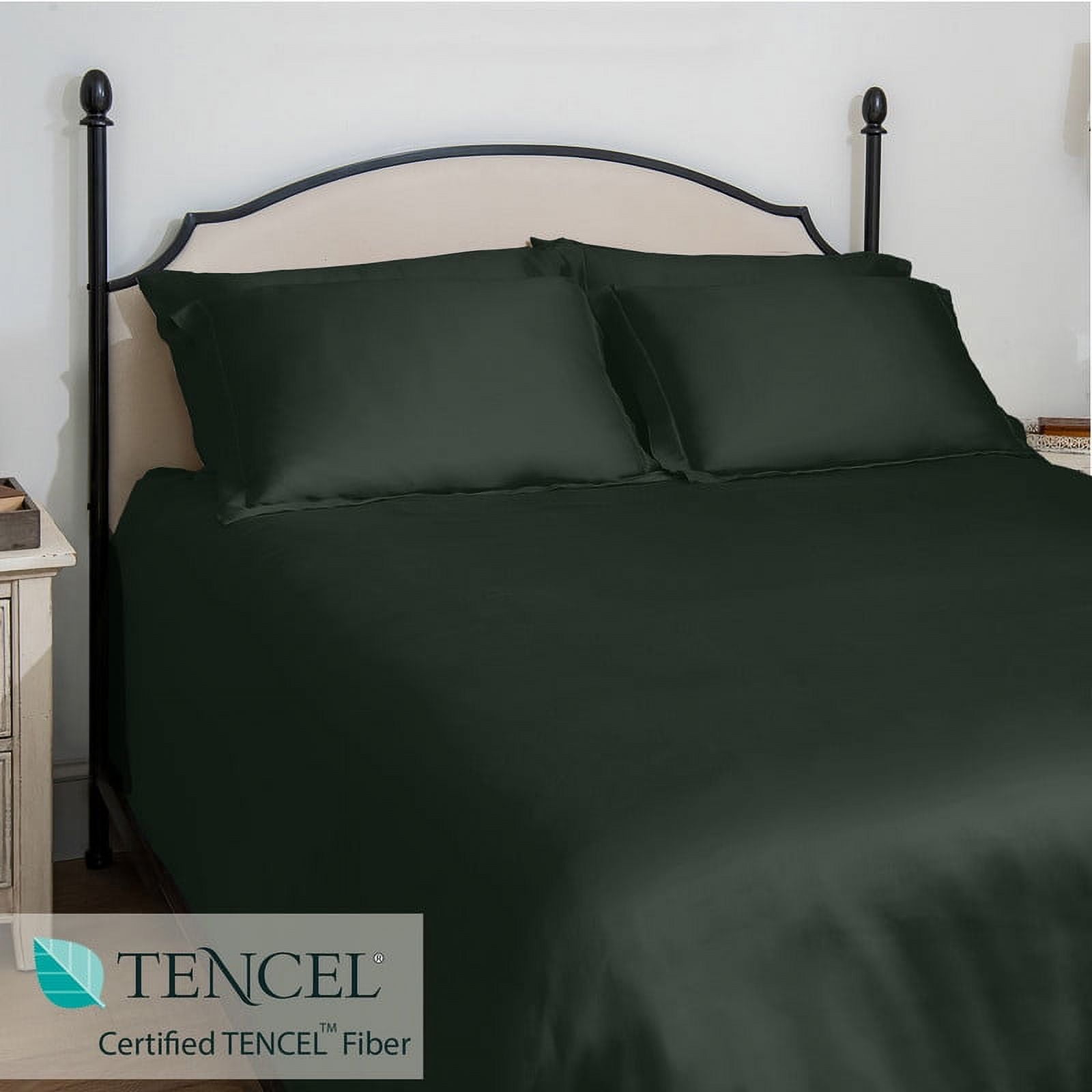 Delara 100% Eucalyptus TENCEL Lyocell Twin Fitted Sheet 39"x75", 17" Deep Pocket, Cooling, Silky Soft, Moisture-Wicking, Forest Green
