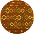thumbnail image 1 of Ahgly Company Machine Washable Indoor Round Oriental Yellow Traditional Area Rugs, 7' Round, 1 of 4
