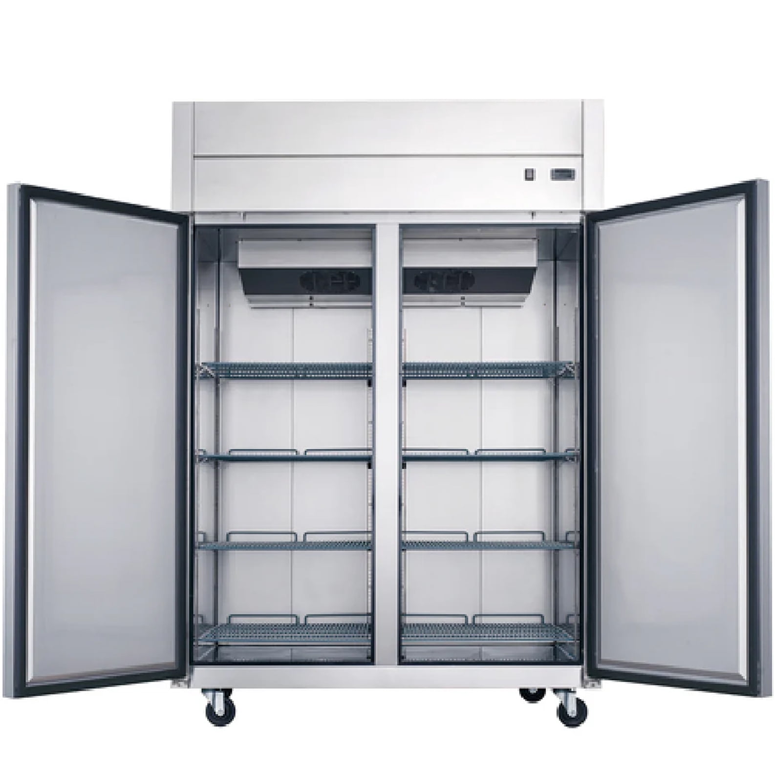 NSF Stainless Steel 55 Cu.Ft. Top Mounted Reach-In Freezer 2 Door Solid Door Commercial Upright Freezer
