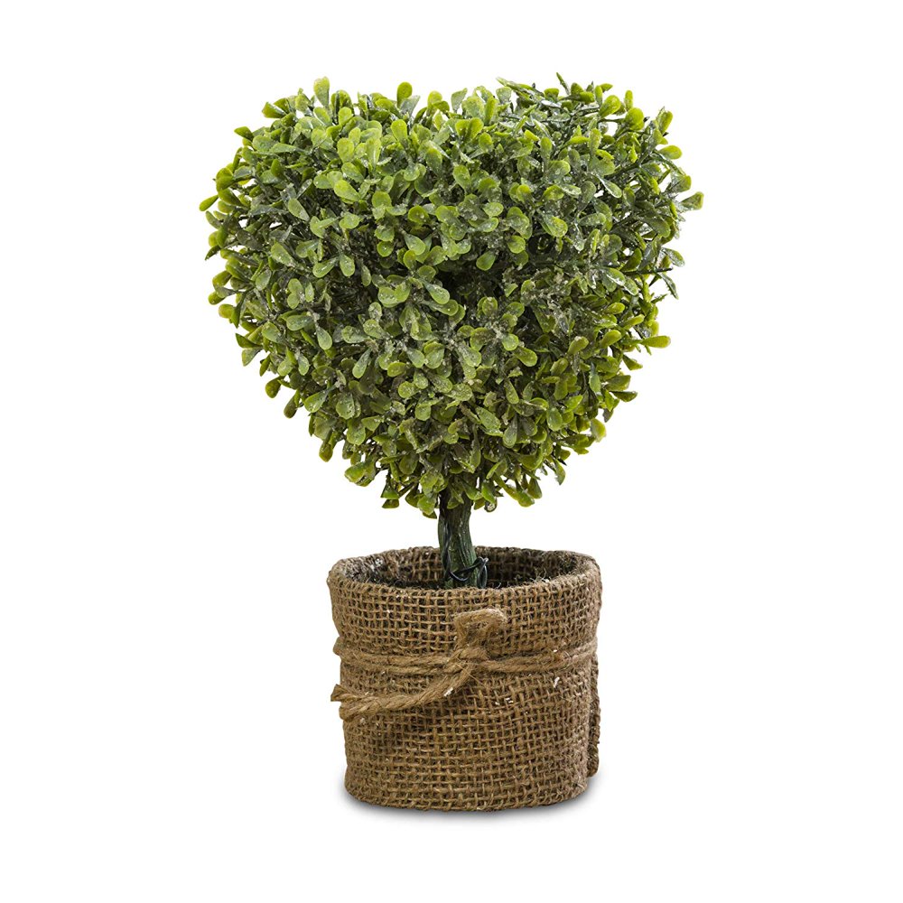 French Country Style Heart Shaped Faux Topiary Tree, Realistic Boxwood