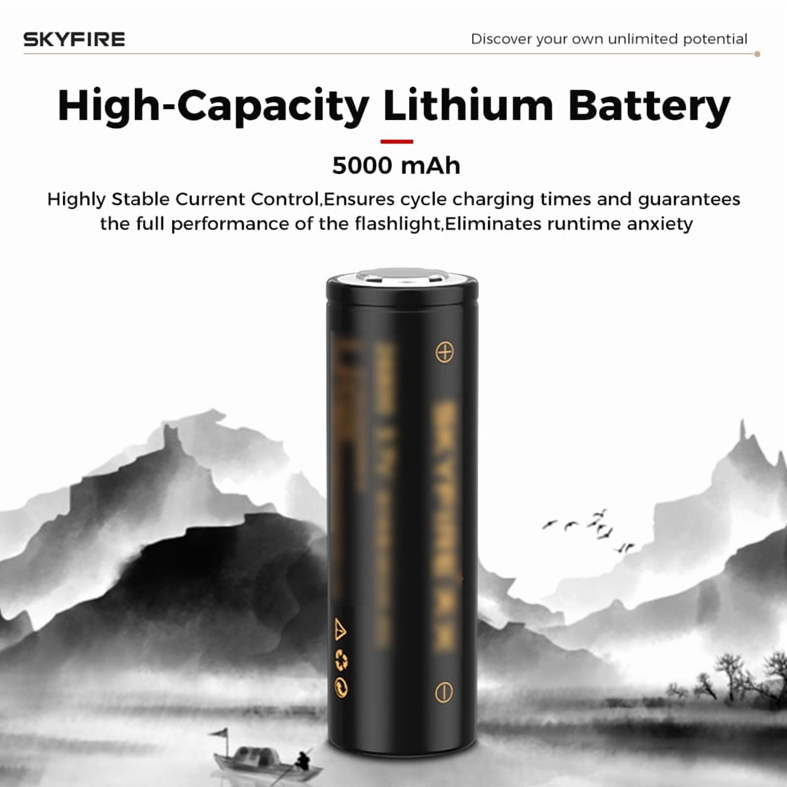 SKYFIRE New Model Flashlight - High Brightness - Rechargeable - Outdoor Flashlight - Extremely Bright, with five modes, equipped with a focusing lens and various complimentary items.