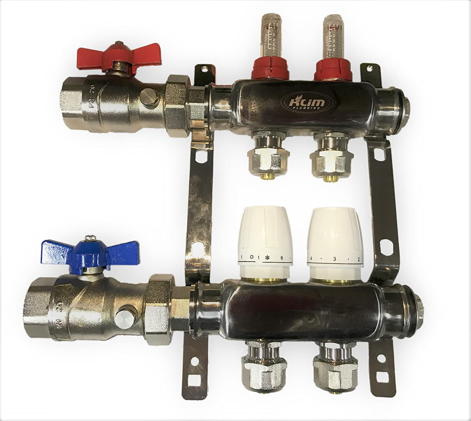 DMNI 2 Loop PEX Plumbing Manifold 1" Radiant Floor Manifold 2 Wire