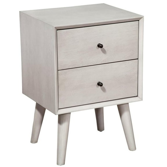 Allora Mid Century Modern Wood 2 Drawer Nightstand in Gray
