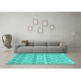 thumbnail image 3 of Ahgly Company Indoor Square Trellis Turquoise Blue Modern Area Rugs, 3' Square, 3 of 4