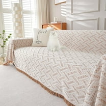 Sanmadrola Sofa Cover, Couch Covers for 3 Cushion Couch Sofa, Sectional Couch Covers for L Shaped Couch Cover, Living Room Sofa Throws Sofa Slipcovers for Pets, Kids (71"x 134",XL Sofa, Khaki White)