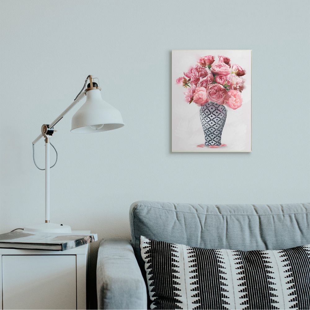 Stupell Industries Elegant Pink Peony Floral Bouquet in Vase Wall Plaque Design by Ziwei Li