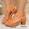 thumbnail image 5 of Rokment Womens Metallic Buckles Dressy Sandals Ladies Fashion Casual Leather Comfortable Platform Chunky Stackable High Heels Slingback Dress Summer Shoes Orange Size 7.5, 5 of 5