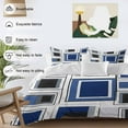 thumbnail image 5 of Space Design Sense Duvet Cover Set Full Size Grey Blue Line Suqare Abstract Stitching Soft Lightweight Comforter Covers 4 Piece Bedding Set with 1 Duvet Cover 1 Bed Sheet & 2 Pillow Shams, 5 of 8