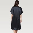 thumbnail image 4 of Women's Satin Midi Dress with V-Neckline and Flutter Sleeves for a Relaxed Elegant Fit - Large, Black, 4 of 7