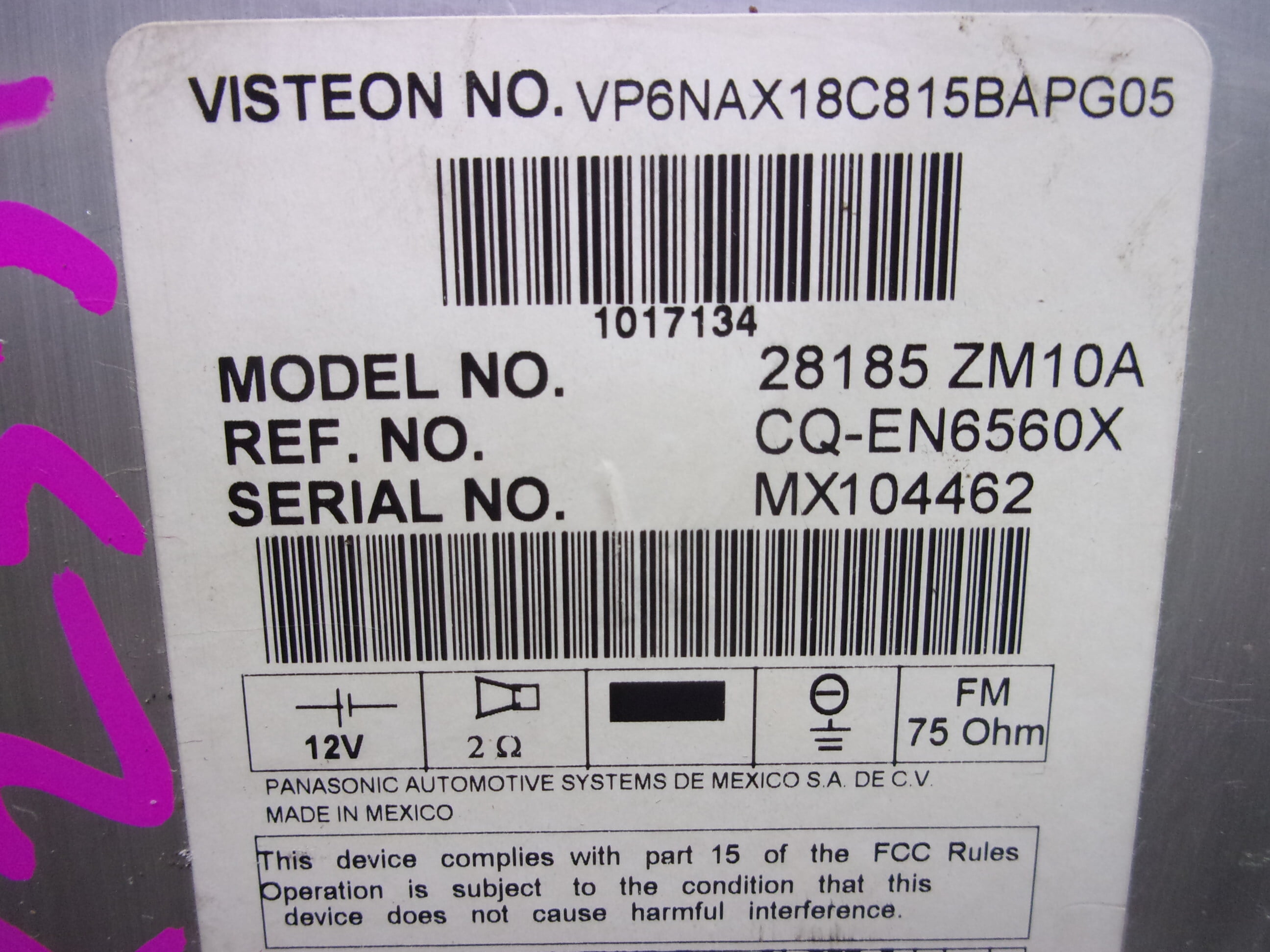 Pre-Owned 2006 Nissan Quest Radio Receiver 6 Disc CD Player ID 28185ZM10A OEM - Verify Specific Vehicle Fitment In Description - (Good)