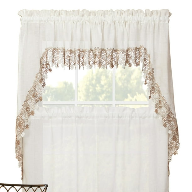 Renaissance Home Fashion Lillian Swag Pair With Macrame Band 56 X 38 Ivory Com Renaissance Home Fashion Lillian Swag, Lace Curtains Band