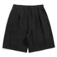 thumbnail image 4 of Men's Cotton 5/7 Inseam Shorts Casual Classic Fit Elastic Waistband Summer Twill Chino Golf Dress Short Black, 4 of 5