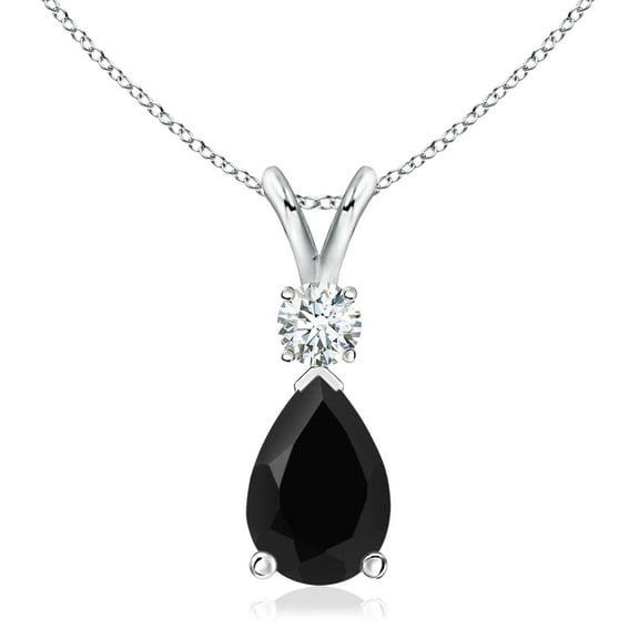 ANGARA Natural 3 ct Black Onyx Teardrop Pendant with Diamond in 925 Sterling Silver for Women | Birthday, Anniversary, Jewelry Gift for Women | Natural Emerald Earrings | Natural Black Onyx Necklace