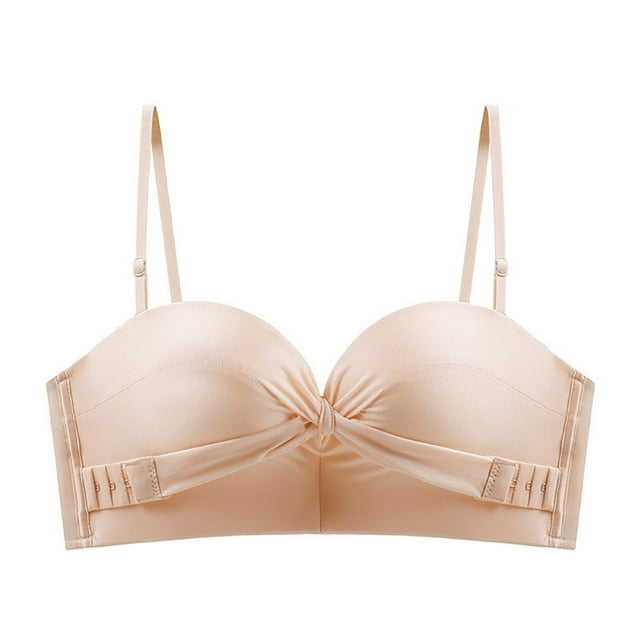 Clearance Sale 2025 Bra Front Button Breast Lifting Bra Apricot Strapless Backless Sticky Push Up Bras For Women