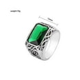 thumbnail image 2 of PAMTIER Unisex Stainless Steel Vintage Classic Square Cut Green Gemstone Cross Flower Pattern Signet Ring Statement Engagement Wedding Band Size 11, 2 of 6