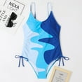 thumbnail image 5 of Tponi Athletic Swimsuits For Women One-Piece Elastic Blue Halter Swimsuits For Women L, 5 of 7