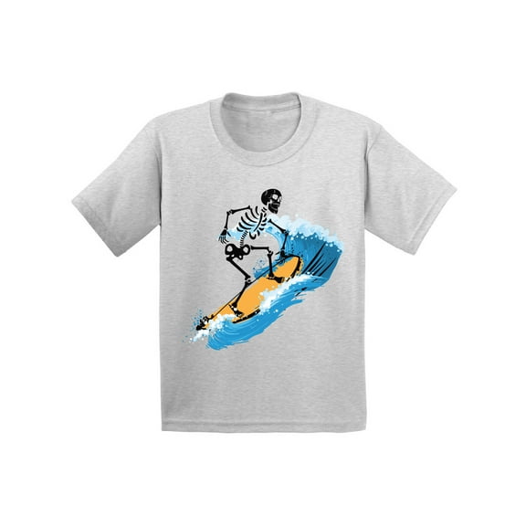 Girls Graphic Tees - Skeleton Surfer Shirt 2 3 4 5 6 Years Old