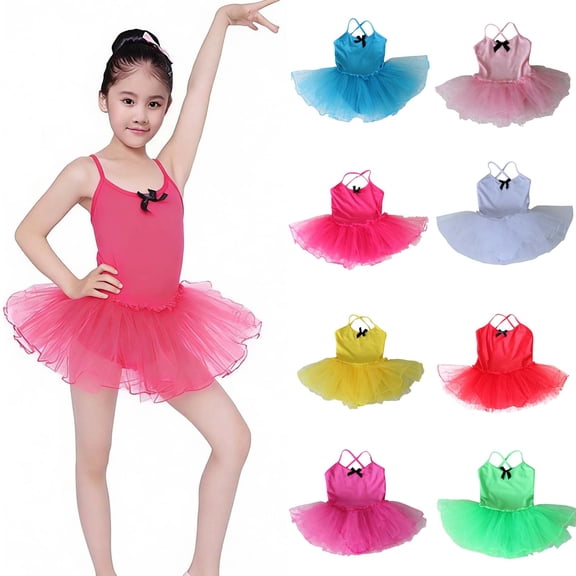 HAOTAGS Girls Dance Tutu Leotard,Performance Tank Leotard Dancewear Ballet Princess Practice Dress Pink 8-9