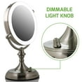 thumbnail image 4 of Ovente Lighted Makeup Mirror Tabletop 7.5 Inch 1X 10X Magnifier Dimmable Adjustable Double Side Spinning LED Acrylic Edge Battery USB Powered Vanity Skin Care Round Large Nickel Brushed MGT75BR1X10X, 4 of 12