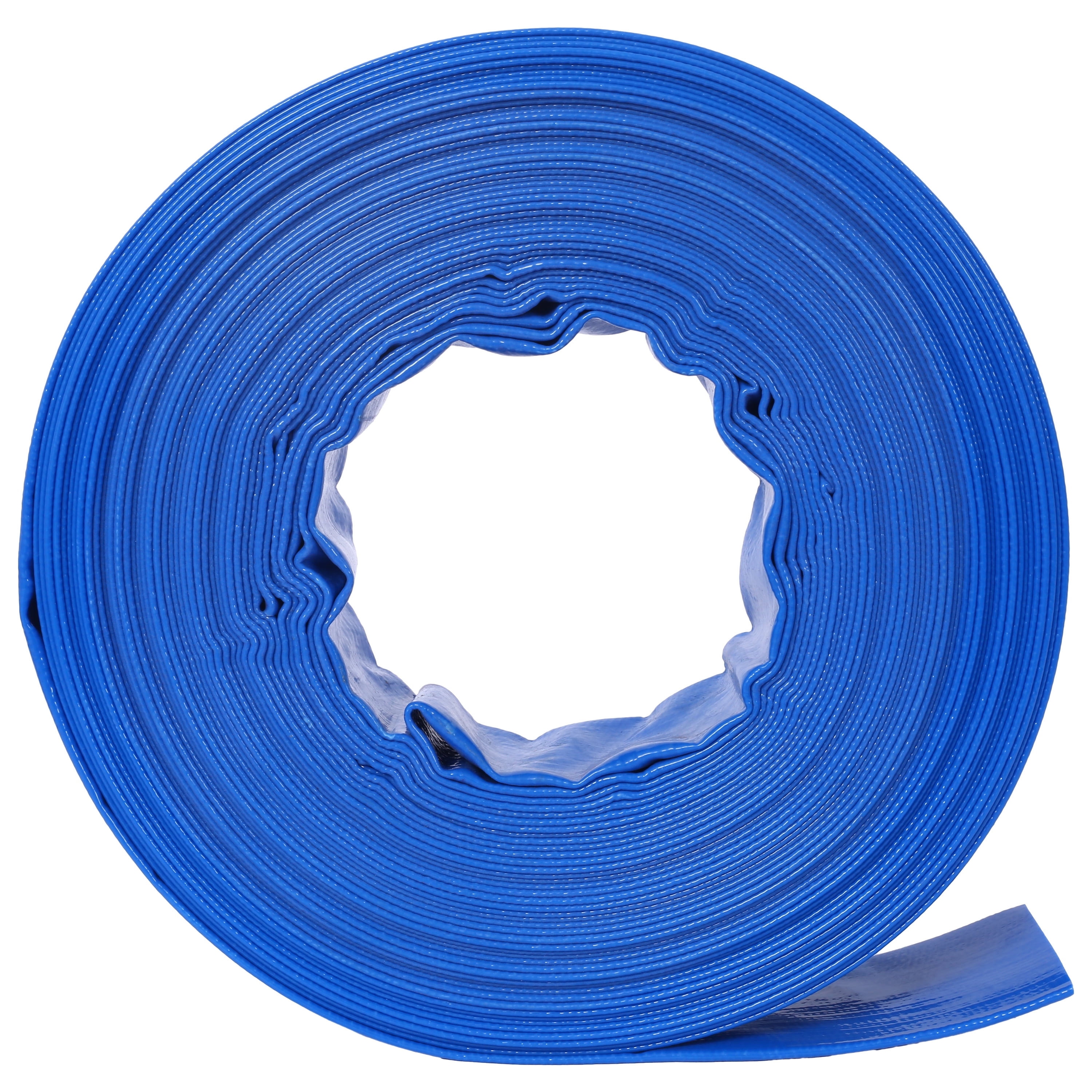 , 2"x100FT Pool Backwash Hose, Blue Heavy Duty Reinforced PVC Lay Flat Water Discharge Hose for Swimming Pool Filter Pump,with 2 Clamp, Blue ,Pvc ,