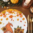 thumbnail image 3 of Gnome Sunflower Round Braided Placemats Set of 8, Thanksgiving Pumpkin Heat Insulation Place Mats Washable Non-Slip Table Mats for Kitchen Dining Party, 15 Inches, 3 of 9