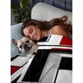 thumbnail image 3 of Red Grey Black King Size Flat Sheet, Wrinkleproof & Fadeproof Cooling Flat Bed Sheet Only, Irregular Modern Abstract Geometric Breathable Soft Bedding Top Sheets 105 x 98 Inches, 3 of 8