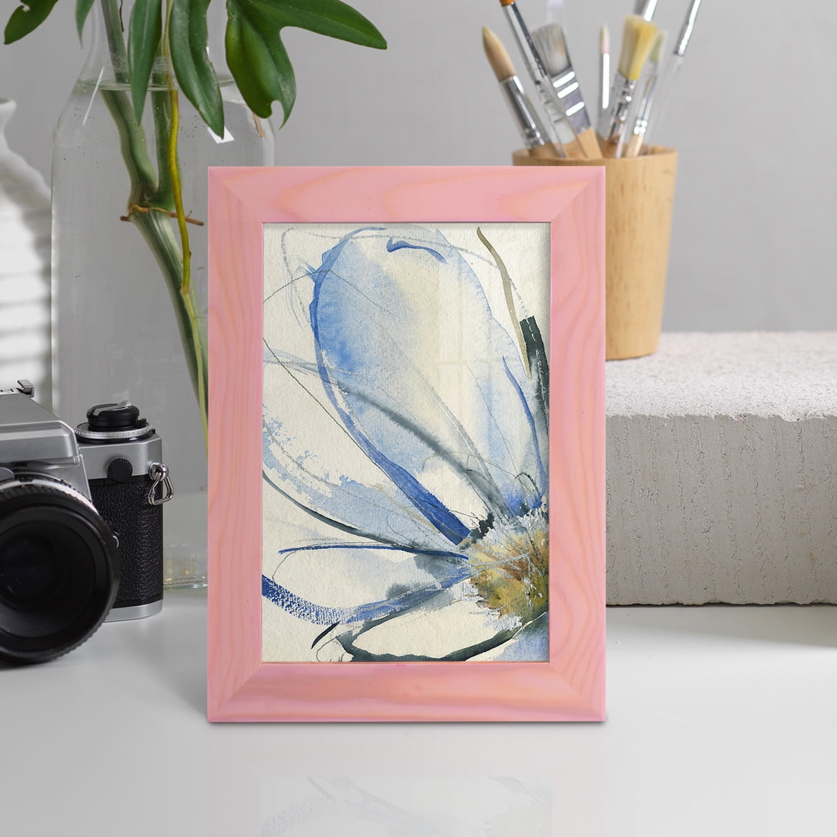 Cobalt & Paynes Petals I - Framed Print w/glass - Sunset Pink