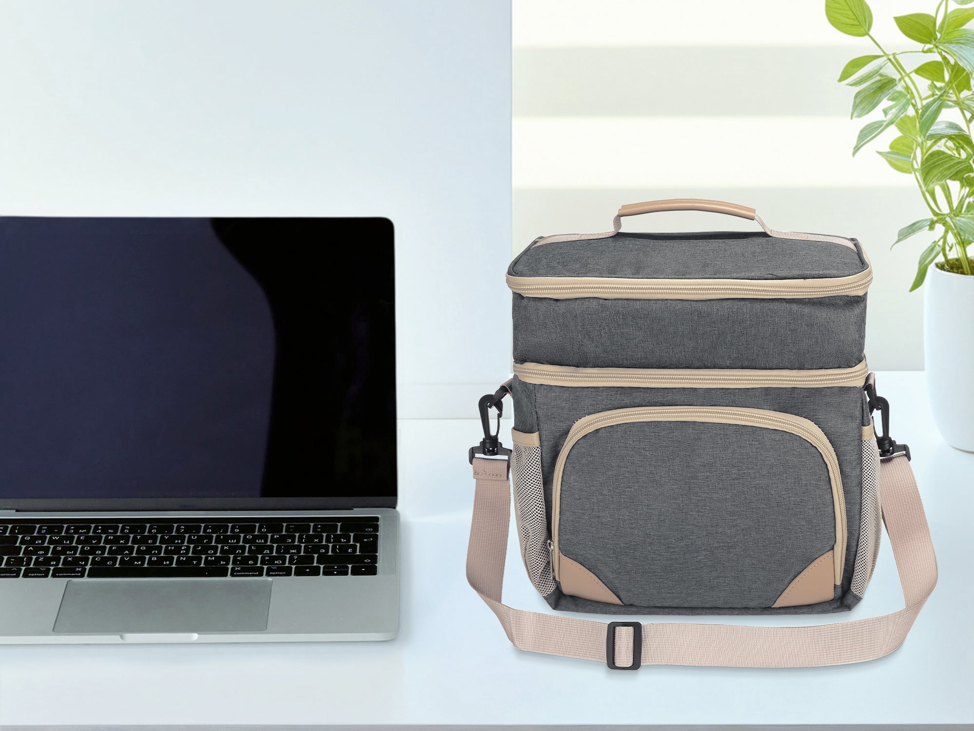 Unique Bargains Reusable Lunch Bag Insulated Lunch Bag Leakproof Lunch Box Gray