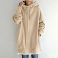 thumbnail image 4 of Long Zip Up Hoodie Jacket for Women Fall Winter Long Sleeve Plain Hooded Sweatshirt Jacket with Pockets Coat Outerwear, 4 of 7