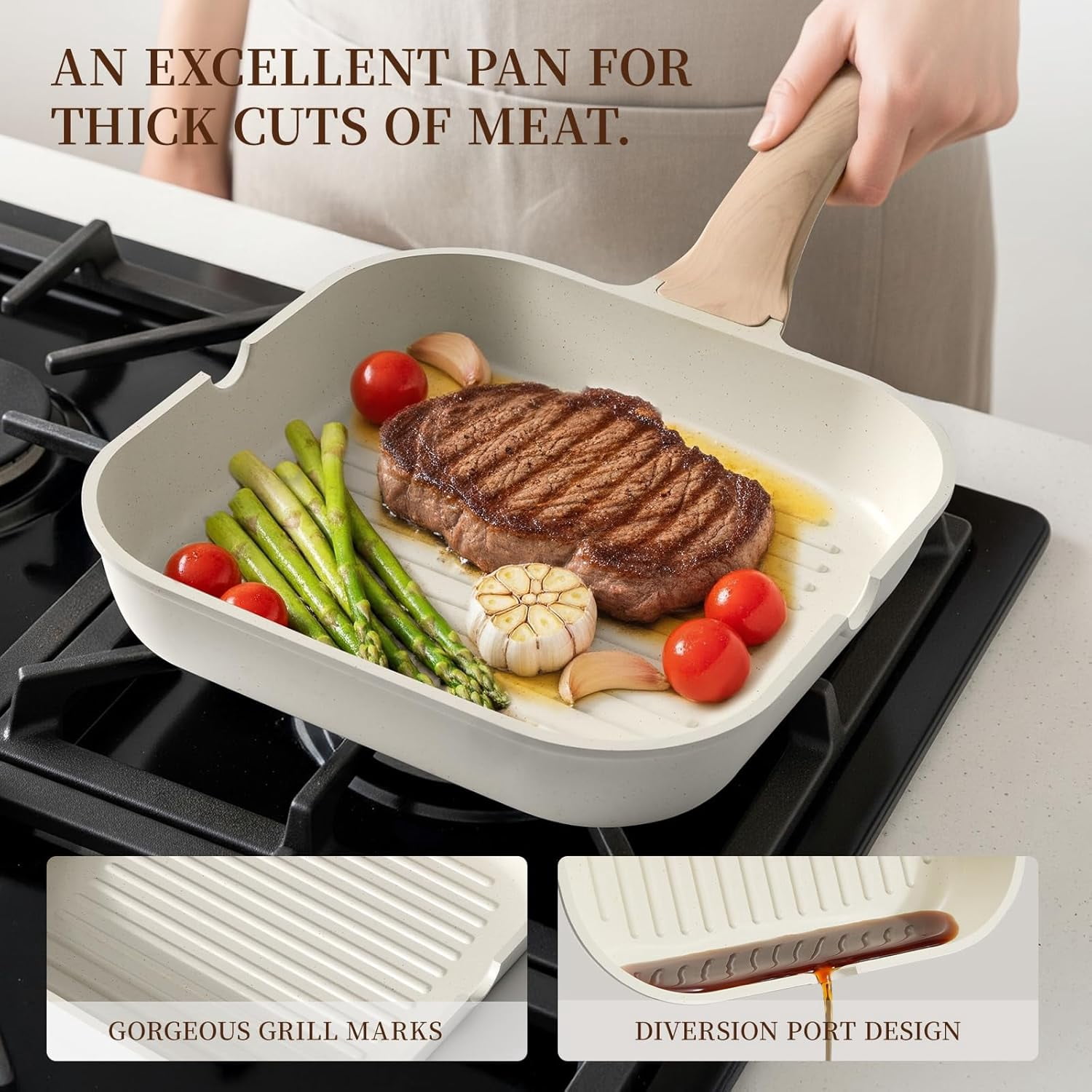 16-Piece Ceramic Nonstick Pots and Pans Set Induction Compatible Kitchen Cookware with Glass Lids
