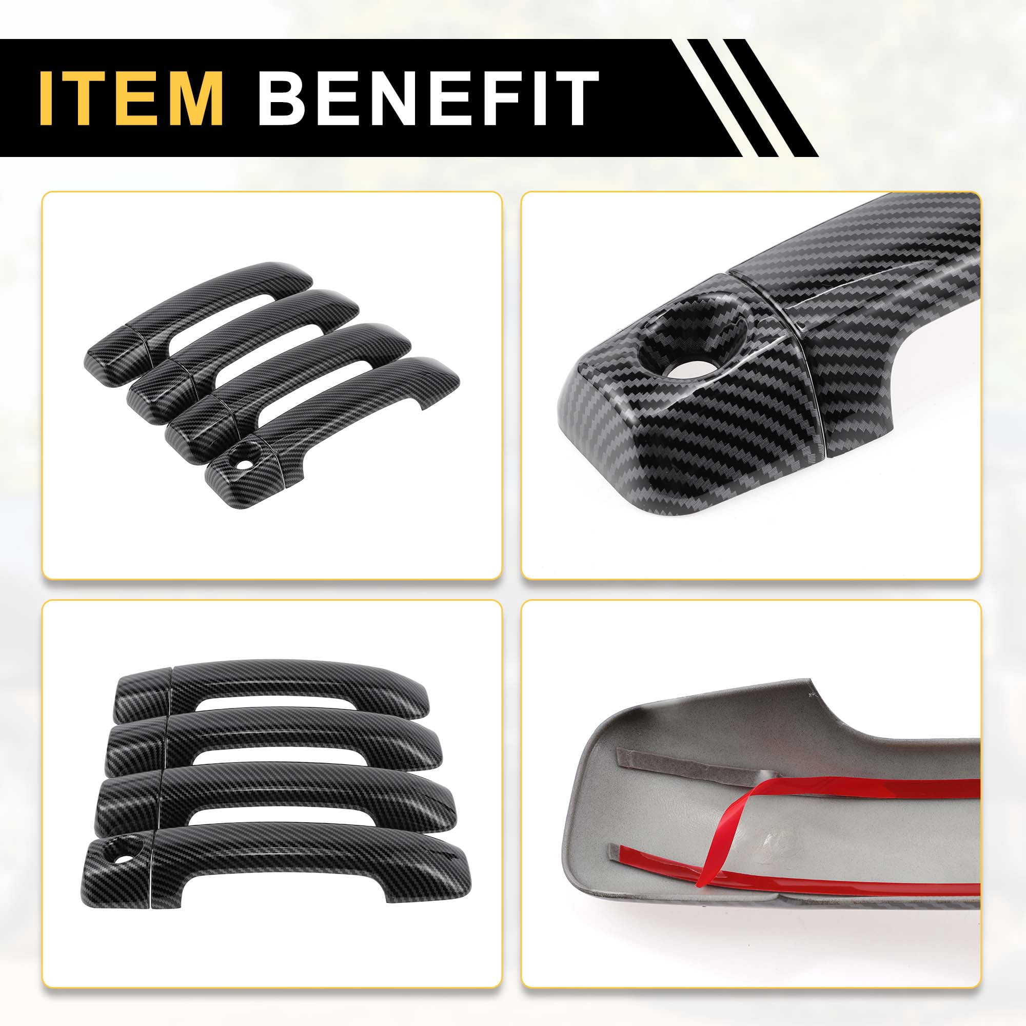 Unique Bargains 4pcs Exterior Door Handle Cover for Toyota Tundra 2007-2020 ABS Black