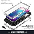 thumbnail image 2 of ELEHOLD for iPhone 13 Pro Max 6.7 Inch 2021 Case, Heavy Duty Armor Built-in Explosion-Proof Tempered Glass Screen Protector Wireless Charging Hang Rope Hidden Kickstand Shockproof Rugged Case,Silver, 2 of 8