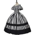 thumbnail image 2 of Victorian Dress Renaissance Ball Gown Black and White Stripes Costume for Women, 2 of 10