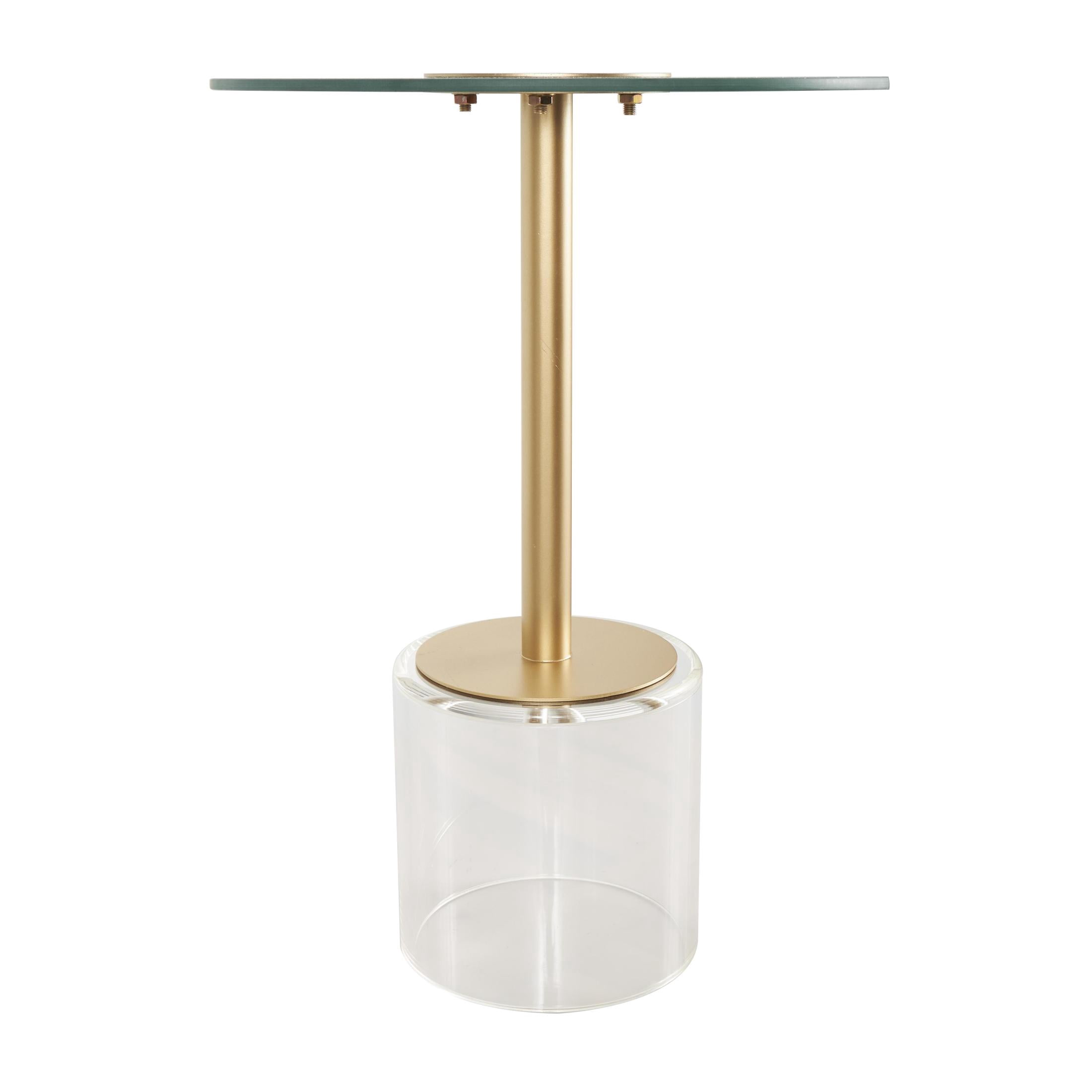 DecMode 16" x 22" Clear Acrylic Plastic Accent Table with Elevated Base and Gold Stand, 1-Piece