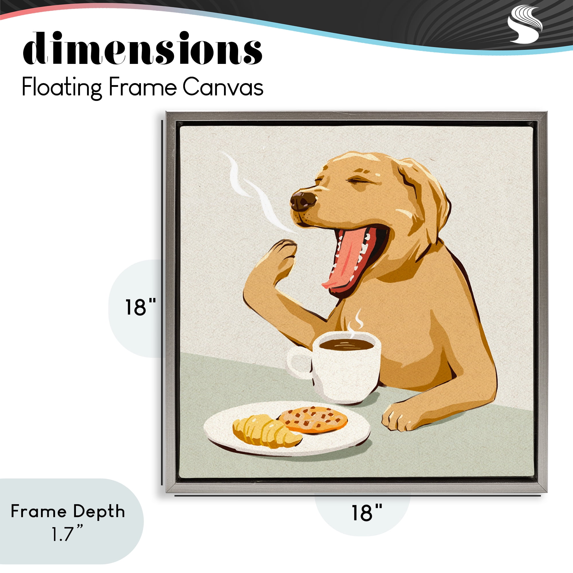 Stupell Industries Yawning Dog Morning Coffee Gray Framed Floater Canvas Wall Art, design by Ziwei Li