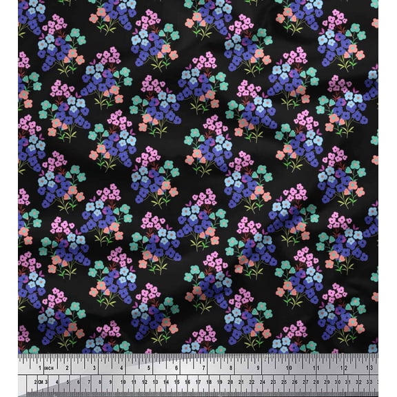 Soimoi Cotton Duck Fabric Flower Artistic Print Sewing Fabric Yard 42 Inch Wide