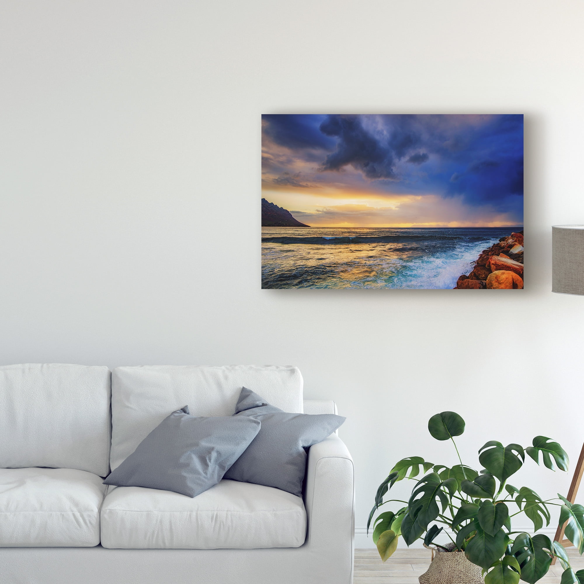 Trademark Fine Art 'White Waves Under Clouds' Canvas Art by Pixie Pics