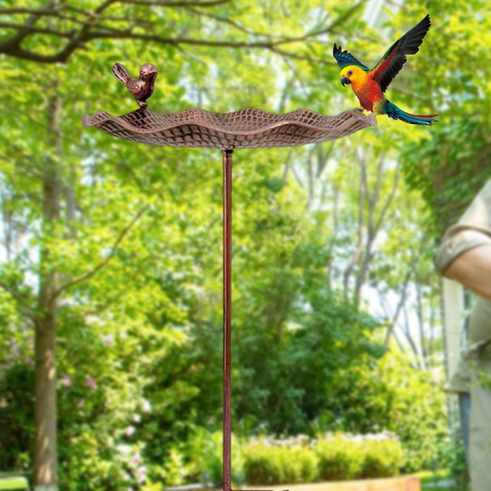 Dualoai Bird Bath Accessories with Base Stake Bird Feeder for Outdoors Yard Children