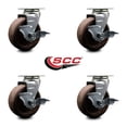 thumbnail image 2 of 5 Inch High Temp Glass Filled Nylon Swivel Caster Set w/Bronze Bearing and Brake, 2 of 2