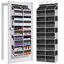 Over the Door Organizer 5 Tiers,FiveBox 88lbs Extra Large Over the Door Storage of 10 Compartments & 10 Mesh Pockets,Heavy Duty Behind Door Hanging Organizer for Bedroom Closet Bathroom Pantry,Black