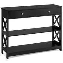 Gymax Console Table Drawer Shelves Sofa Accent Table Entryway Hallway Black