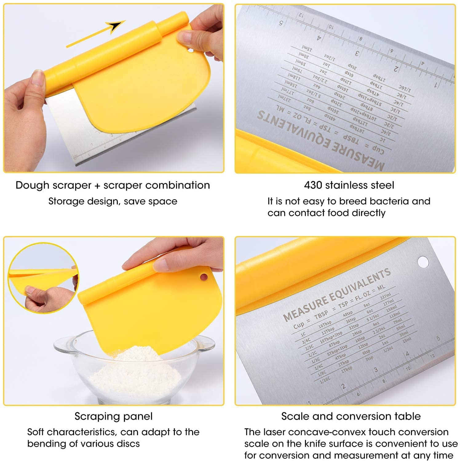 Buy 2 in 1 Dough Pastry Scraper/Cutter/Chopper Stainless Steel with