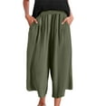 thumbnail image 2 of Capri Pants for Women 2025 Summer Casual Loose Wide Leg Flowy Palazzo Capris with Pockets Womens Cropped Pants, 2 of 5