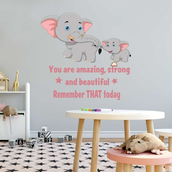 Baby Elephant Amazing Strong and Beautiful Inspiring Quote Mrs.Jumbo Timothy the Mouse Horton the Elephant Holiday Gift Idea Wall Sticker Decal - Size: 10 In(W) x 10 In(H)
