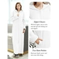 thumbnail image 5 of LOFIR Womens Zipper Front Robe, Long Plush Hooded Fleece Soft Bathrobes for Women Housecoat Sleepwear Pajamas (S/M, White), 5 of 7