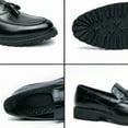 thumbnail image 3 of Men's Fashion Tassel Low Heel Leather Loafers Comfort Round Toe Lug Sole Slip-On Casual Shoes Business Office Non-Slip Dress Shoes, 3 of 10