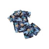One opening Toddler Baby Coconut Tree Printing Two-pieces Set, Infant Boy's V-neck Short Sleeve Shirt + Elastic Pants Set