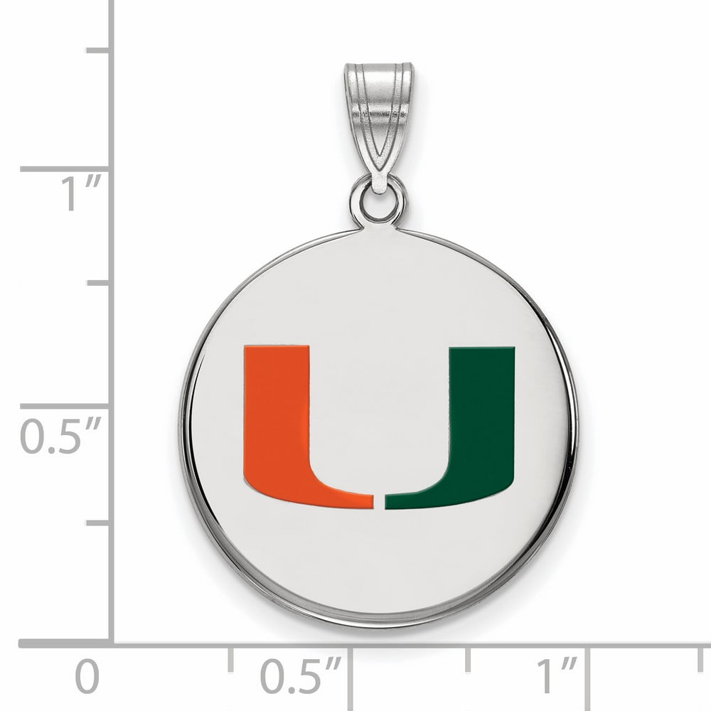 Sterling Silver Sterling Silver University of Miami Football Pendant