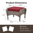 thumbnail image 7 of Unnifurnzi Patio Ottoman Set of 2-All Weather Wicker Outdoor Footstool with Removable Cushions Outdoor Olefin Fabric Outdoor Foot Rest for Deck Porch Balcony Garden-Gray/Red, 7 of 7